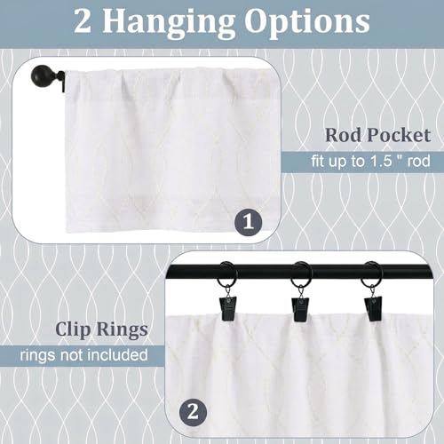 Chyhomenyc 24-Inch Faux Linen Cafe Curtains - 2 Panels, 3D Wave Line Design