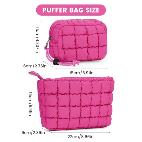 Rose Quilted Makeup Bag & Zip Card Pouch - Stylish Travel Organizer