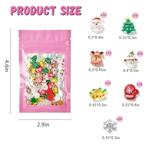 FJSMTOP Syle-7 80Pcs 3D Christmas Nail Charms Set - Santa, Snowman, Deer, Tree, Snowflake