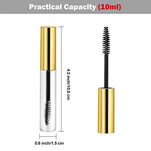 25-Piece 10ml Empty Mascara Tubes with Wands & Funnels - Gold Refillable