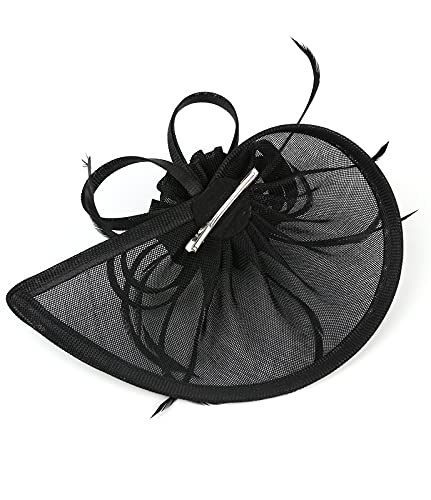 Z&X Sinamay Fascinator Hat with Floral Feather for Wedding Tea Party