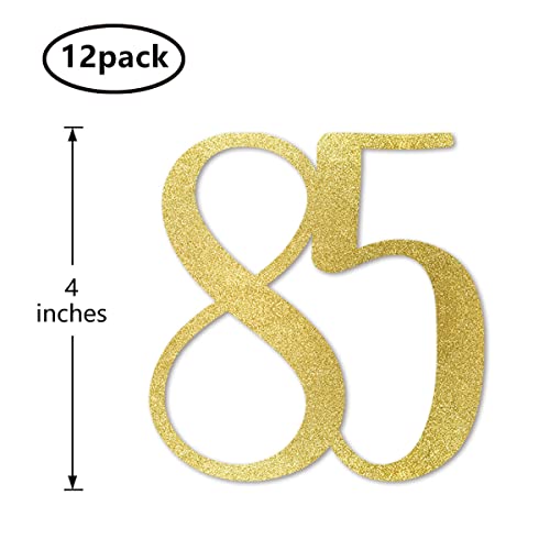 Gold Glitter 85th Birthday Centerpiece Sticks - 12-Pack Table Toppers