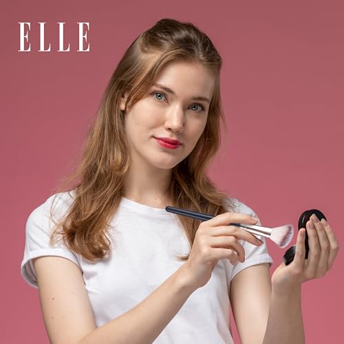 ELLE 10-Piece Professional Makeup Brush Set - Soft Synthetic Bristles