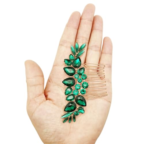 BETITETO Green Bridal Crystal Hair Comb for Wedding & Special Occasions