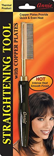Annie Thermal Pressing Comb, Small Temple Fine Teeth - Gold Ceramic/Copper