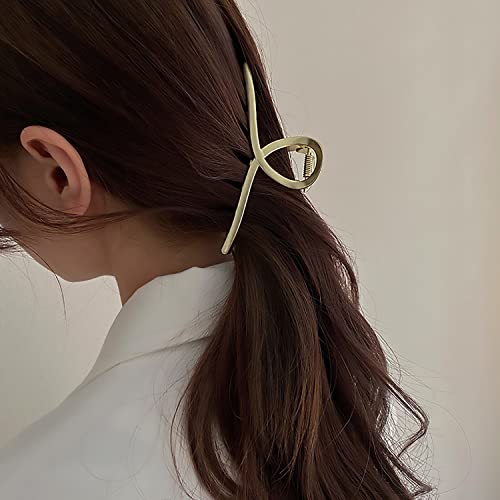 SOVAEER 2-Pack Matte Metal Hair Claw Clips - Gold & Rose Gold