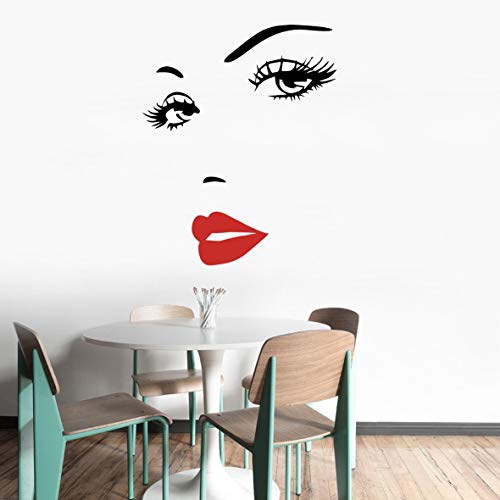 Red Lips Eyelash Wall Decal - Vinyl Sticker for Home Decor