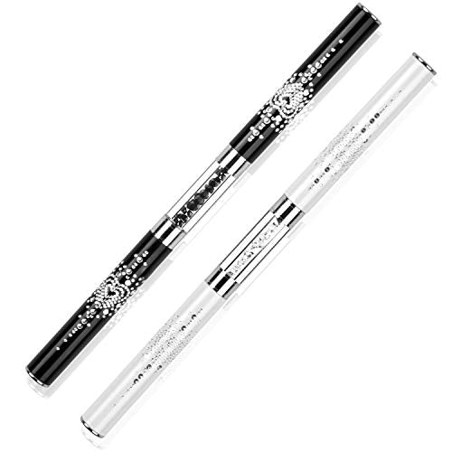 2Pcs Nail Art Brush Set with Rhinestone Handles for Gel & Acrylic Nails