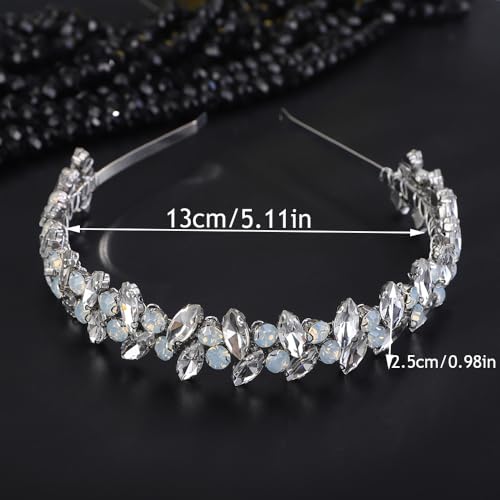 Silver Crystal Rhinestone Wedding Headband - Bridal Tiara Headpiece