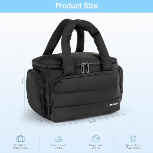 MOSISO Puffy Quilted Travel Toiletry Bag with 6 Compartments