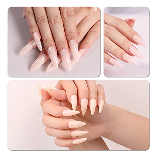 Lifextol Extra Long Nude Stiletto Press-On Nails 120pc Kit