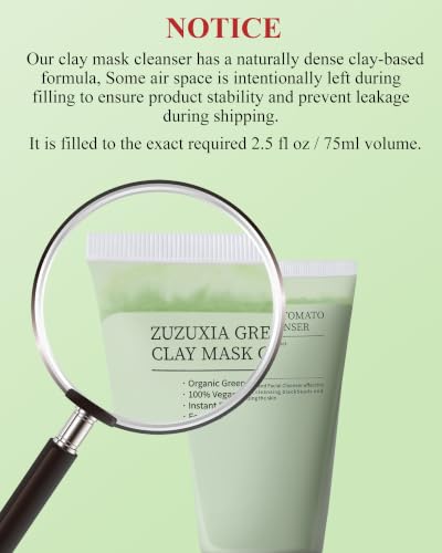 Zuzuxia Green Tomato 2-in-1 Clay Mask & Facial Cleanser 3oz - Deep Pore Detox