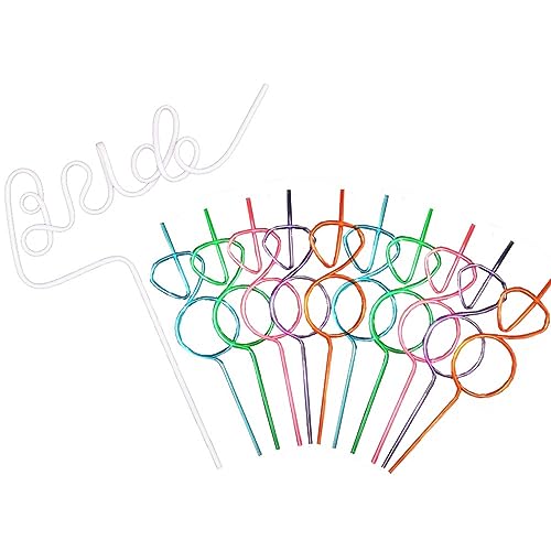 Bachelorette Party Straws Set - 11 Reusable Bride & Diamond Ring Straws