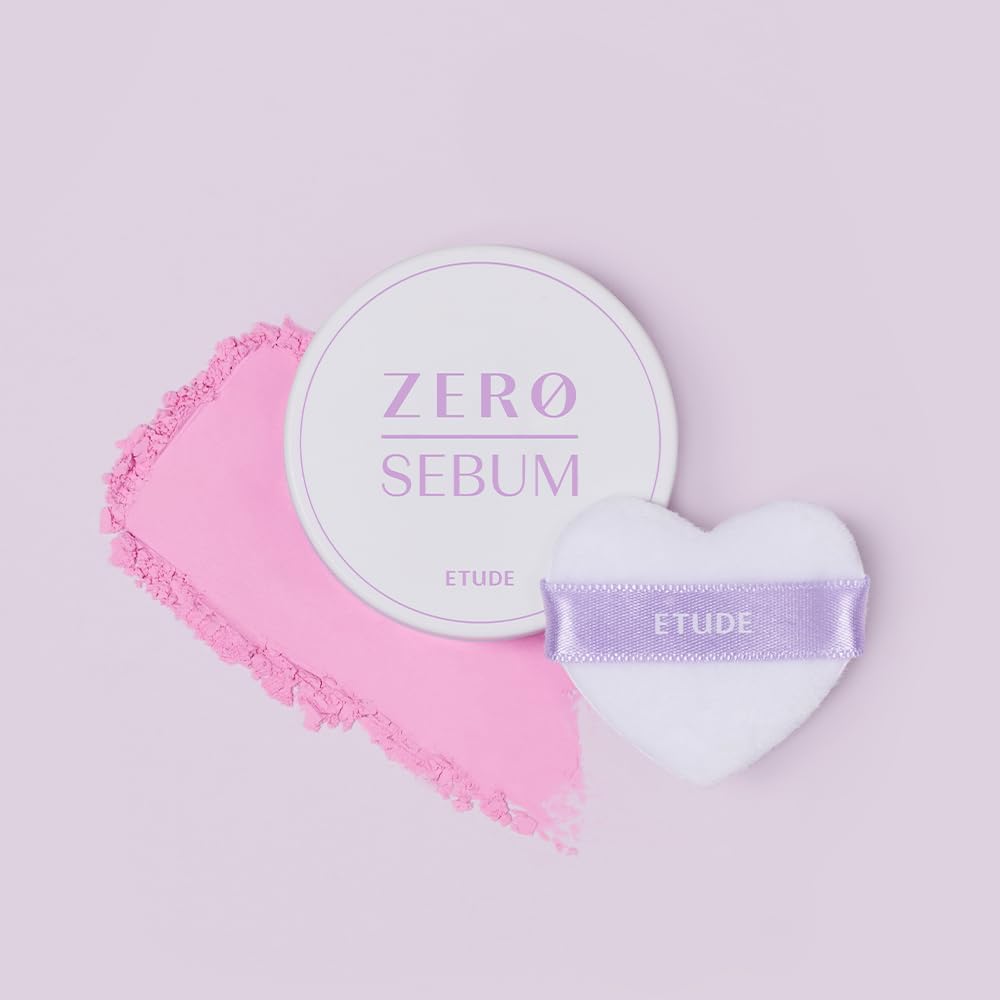 ETUDE Zero Sebum Loose Powder Purple, Lavender Tone Correcting Finely Milled Powder for Yellow Undertones, Lightweight Shine Control, Soft Matte Blur, 4g