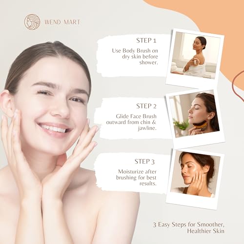 2-in-1 Dry Body & Face Brush Set for Lymphatic Drainage and Exfoliation - Natural Boar Bristle & Soft Facial Brush