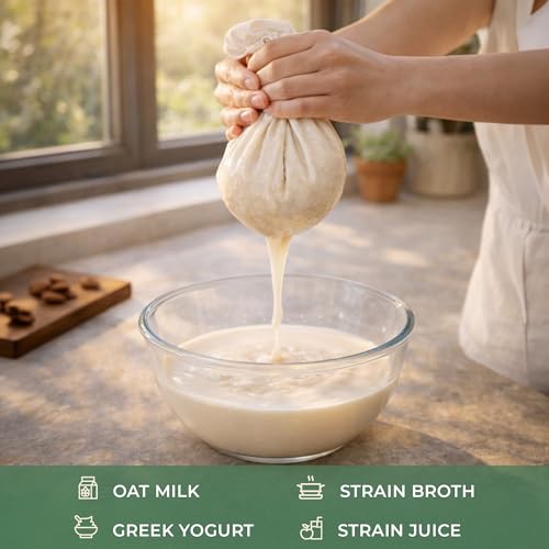 Nut Milk Bags - 2 Pack Organic Cotton Almond Milk Filter 12"x12"