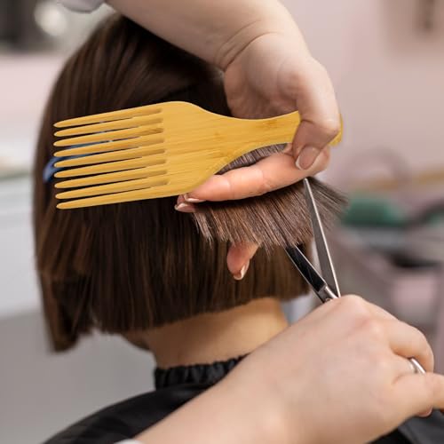 Bamboo Afro Hair Pick Comb Set - 2 Pack Wide Tooth Detangling Combs