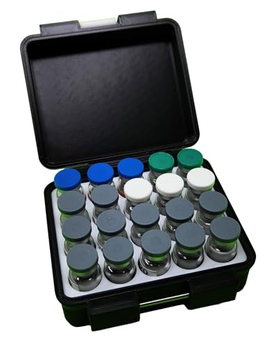 3D Printed Vial Storage Case for 20 x 3ml Vials - Freezer Safe Black/Blue