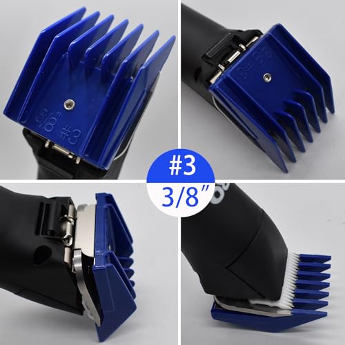 AIRERA 4-Piece A5 Animal Clipper Guard Comb Set - Navy - 1/8" to 1/2"