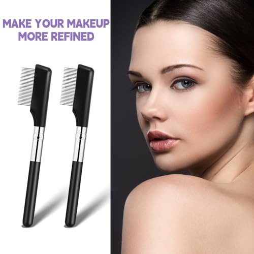 2 Pack Metal Eyelash Comb & Eyebrow Brush - Stainless Steel