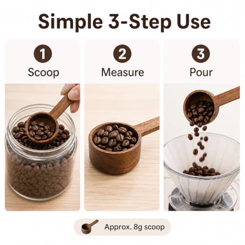 IMIKEYA Wooden Coffee Scoops - 2 Pack Measuring Spoons for Kitchen