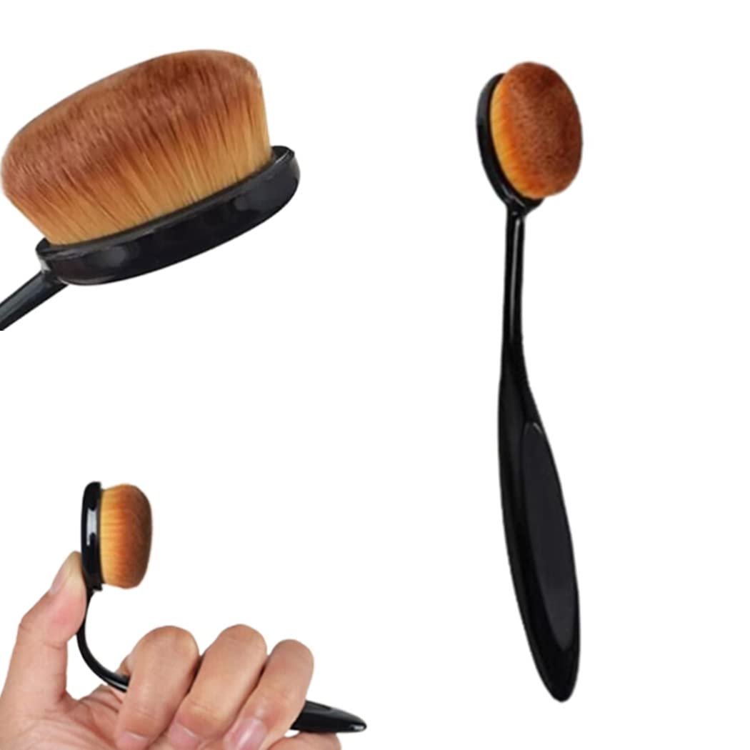 Toothbrush Foundation Brush Set - 2 Pack Oval Makeup Brushes for Flawless Blending of Liquid & Powder Cosmetics