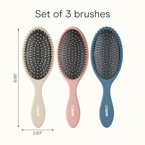 Conair 3-Pack Detangling Hair Brushes for All Hair Types