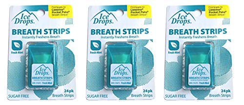 OroLabs Ice Drops Breath Strips - Sugar-Free Icy Mint, 3-Pack (72 Count)