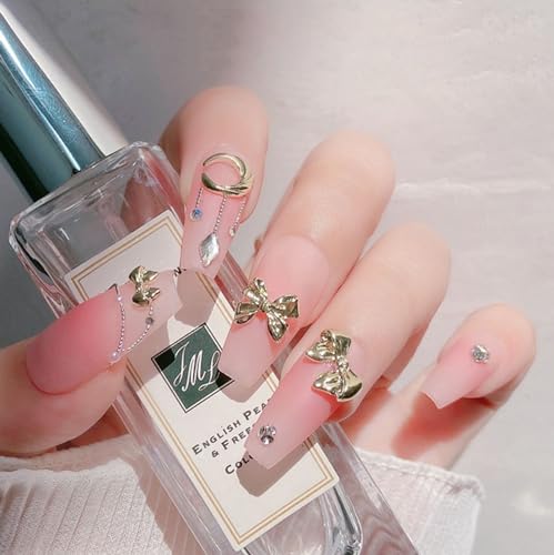 Gold Bow Nail Charms 30Pcs Kawaii 3D Alloy Nail Art Decorations for Women Girls