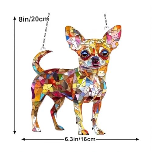 Chihuahua Dog Hanging Ornament - 2D Acrylic Suncatcher for Windows