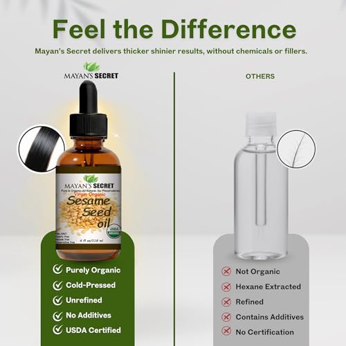 Organic Sesame Oil Cold Pressed for Skin, Hair & Body – 4 fl oz (Amber Bottle)