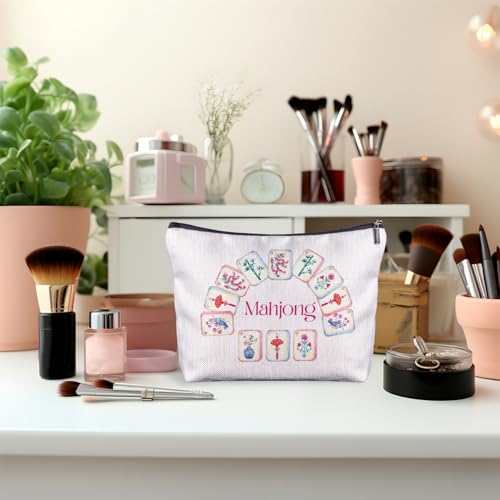 Zomhix Chinoiserie Chinese Mahjong Makeup Bag - Mahjong Gifts for Women, Travel Cosmetic Organizer