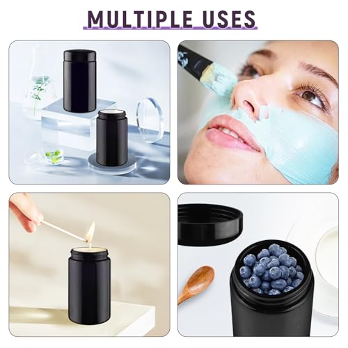 200ml Black Glass Jars Set of 3 - Cosmetic, Candle, Lotion Containers