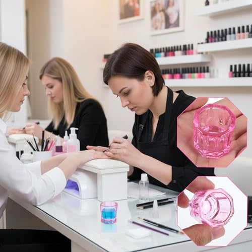 2 PCS Pink Glass Dappen Dish for Nail Art & Monomer Use