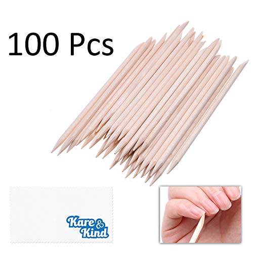 Kare & Kind 100x Double-Sided Orange Wood Nail Sticks for Manicure & Pedicure