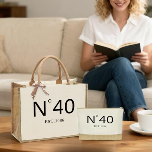 KongMoTree Vintage Jute Tote Bag N40 - Reusable Birthday Gift