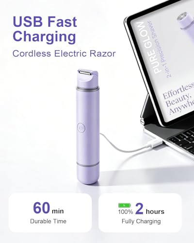 Unimiko 2-in-1 Bikini Trimmer & Electric Razor for Women - Purple