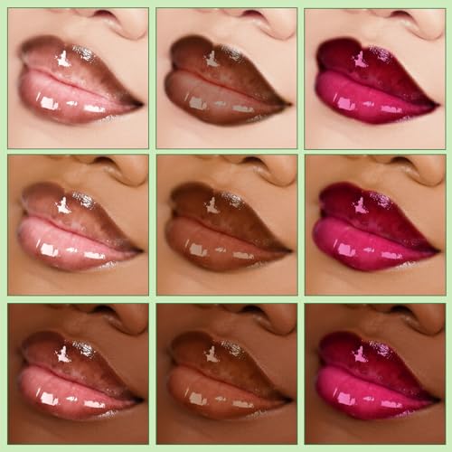 HOSAILY Moisturizing Solid Lip Gloss Set 0.05oz x 4 - Lip Oil & Lip Liner Combo for Women