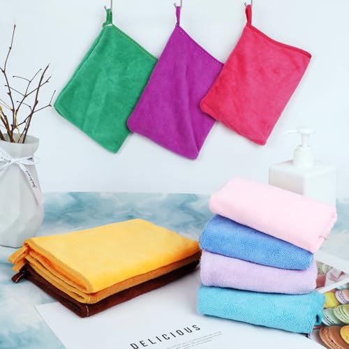 PHOGARY 10-Pack Microfiber Bath Mitts - Reusable European Style Washcloths, 6x8 Inches, Colorful & Soft for Sensitive Skin