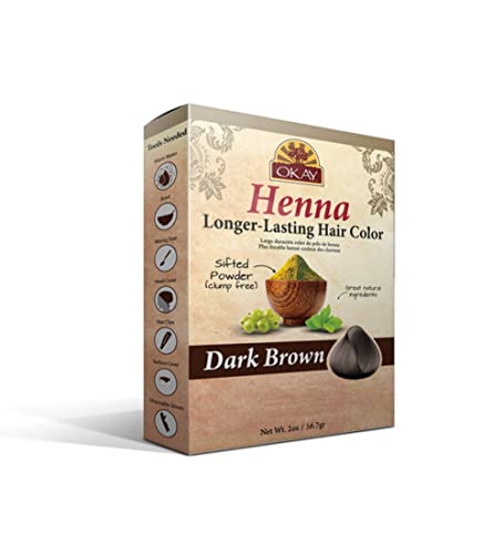 OKAY Henna Hair Color - Dark Brown, Nourishing Botanical Formula, 2 oz