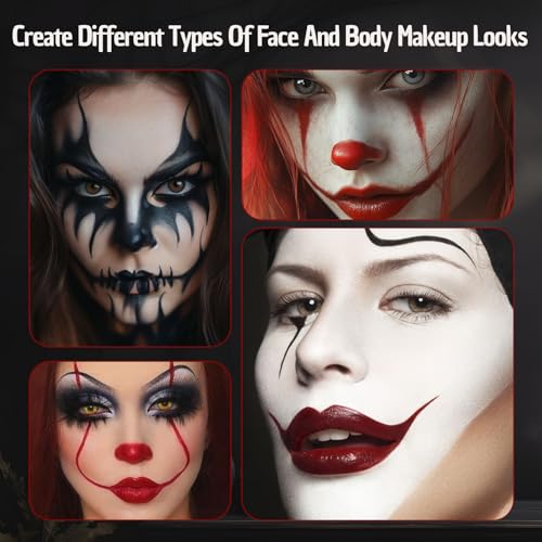 VPCRT6 Halloween Face Paint Kit White Black Red 3PCS Sponge & Brush - Variation 1