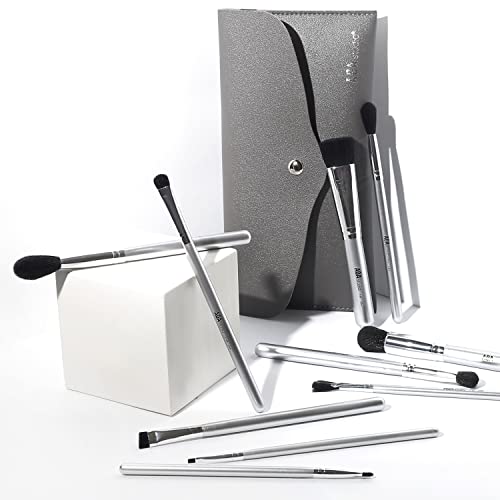 AOA Studio Silver 10-Piece Vegan Makeup Brush Set - Full Face & Eye Tools