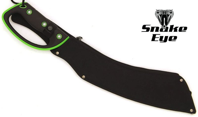 Snake Eye Tactical Full-Tang Machete – Heavy Duty Fixed Blade Survival Tool with Reinforced Nylon Sheath for Camping, Hunting, and Bushcraft