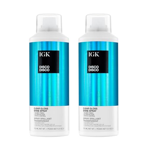 IGK Disco Disco Clear Gloss Shine Spray ? High-Shine Finishing Spray with UV Protection ? Vegan & Cruelty-Free
