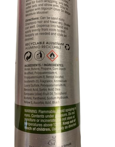 Vigorol Olive Oil Mega Moisture Mousse 12oz - Nourishes & Defines Curly Hair