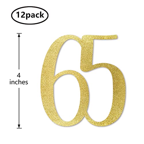 Gold Glitter 65th Birthday Centerpiece Sticks - 12-Pack Table Toppers