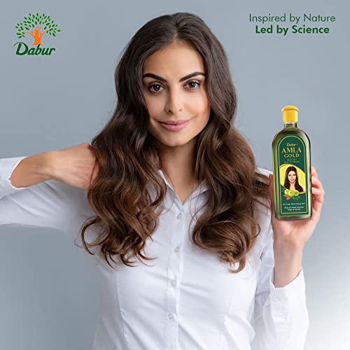Dabur Amla Gold Hair Oil ? Nourishing Herbal Hair Oil for Stronger, Thicker & Shinier Hair ? Enriched with Amla Extracts to Reduce Hair Fall, Strengthen Roots & Promote Healthy Growth ? 300ml