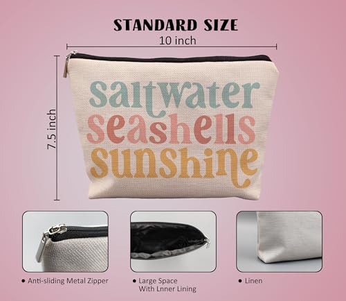 UINWK Beach Cosmetic Bag-6 Travel Makeup Pouch with Seashells, Sunscreen, Beach Gift