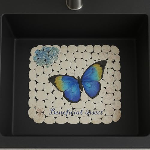 Decorative PVC Sink Mat - 15.7" x 11.8" Flexible Protector with Quick-Draining Pebble Texture