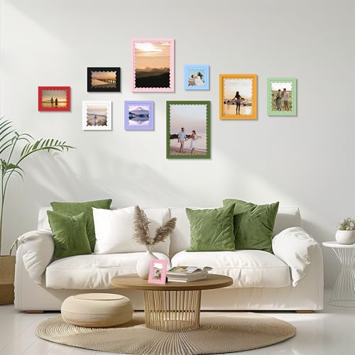 5x5 Pink Picture Frame with Real Glass - Colorful Solid Wood